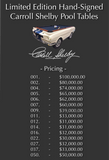 SIGNATURE Collector's Edition Carroll Shelby Hand-Autographed 1965 GT-350 Pool Table
